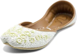 Women's Khussa Beed Work Indian Wedding Bridal Mojari Juti Punjabi Jutti Pakistani Flats