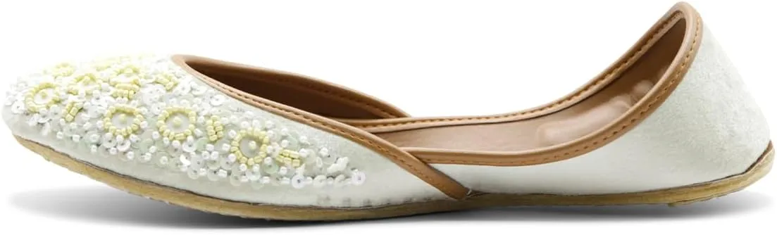 Women's Khussa Beed Work Indian Wedding Bridal Mojari Juti Punjabi Jutti Pakistani Flats