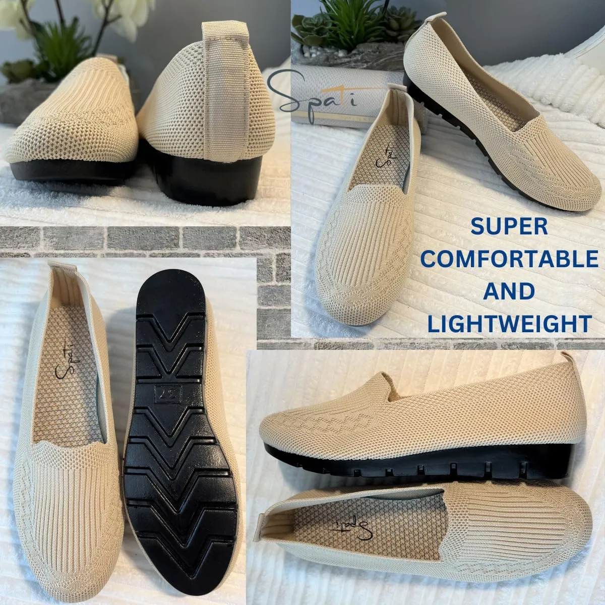 Women's Knitted Flat Shoes Lightweight Comfortable Loafers Women Footwear Slip On Casual Breathable Mesh Walking Shoes Female Round Toe Black, Pink, Purple, Red, Navy Blue, Grey, Beige