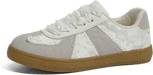 Women’s Lace Detail Casual Sneakers with Lace Border Walking Shoes Ribbon Tie Ballet Flats Shoes Y2K Retro Shoes