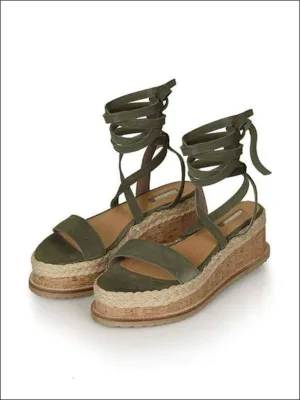 Women's Lace Up Espadrilles Platform Sandals By Liv and Mia