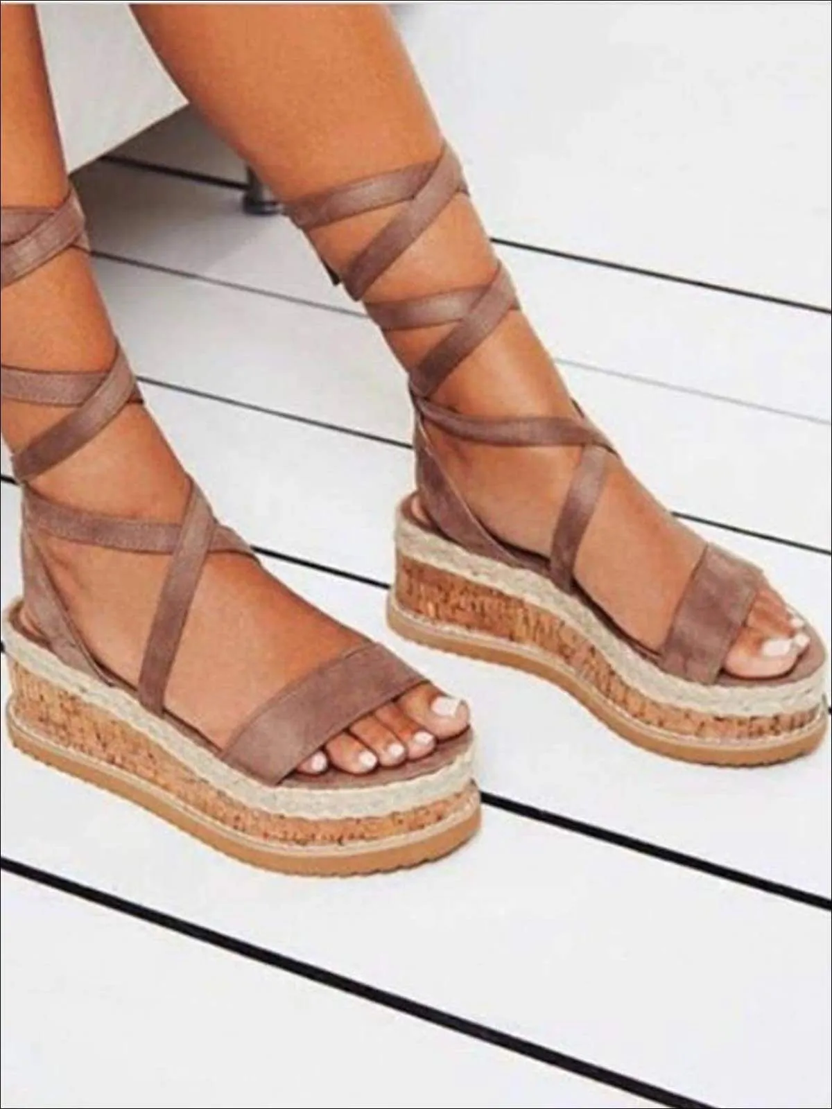 Women's Lace Up Espadrilles Platform Sandals By Liv and Mia