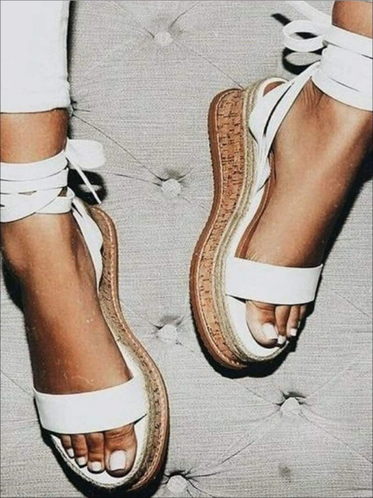 Women's Lace Up Espadrilles Platform Sandals By Liv and Mia
