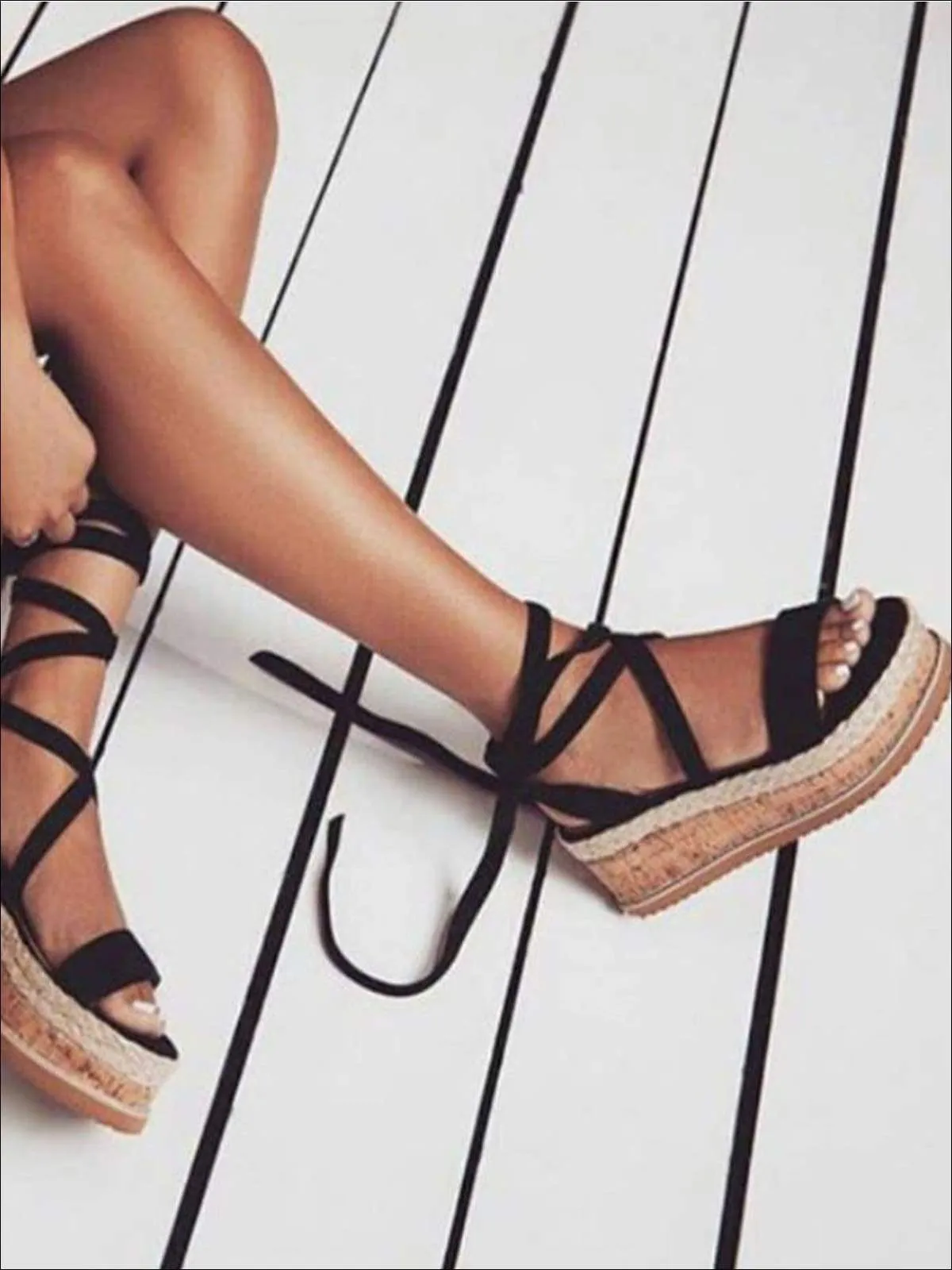 Women's Lace Up Espadrilles Platform Sandals By Liv and Mia