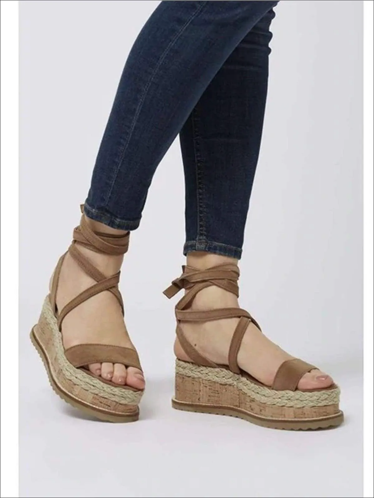 Women's Lace Up Espadrilles Platform Sandals By Liv and Mia