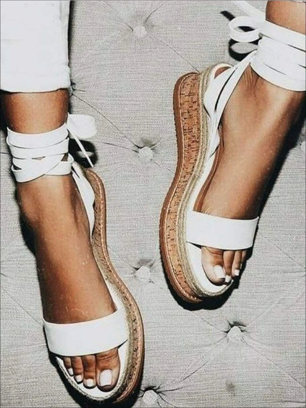 Women's Lace Up Espadrilles Platform Sandals By Liv and Mia