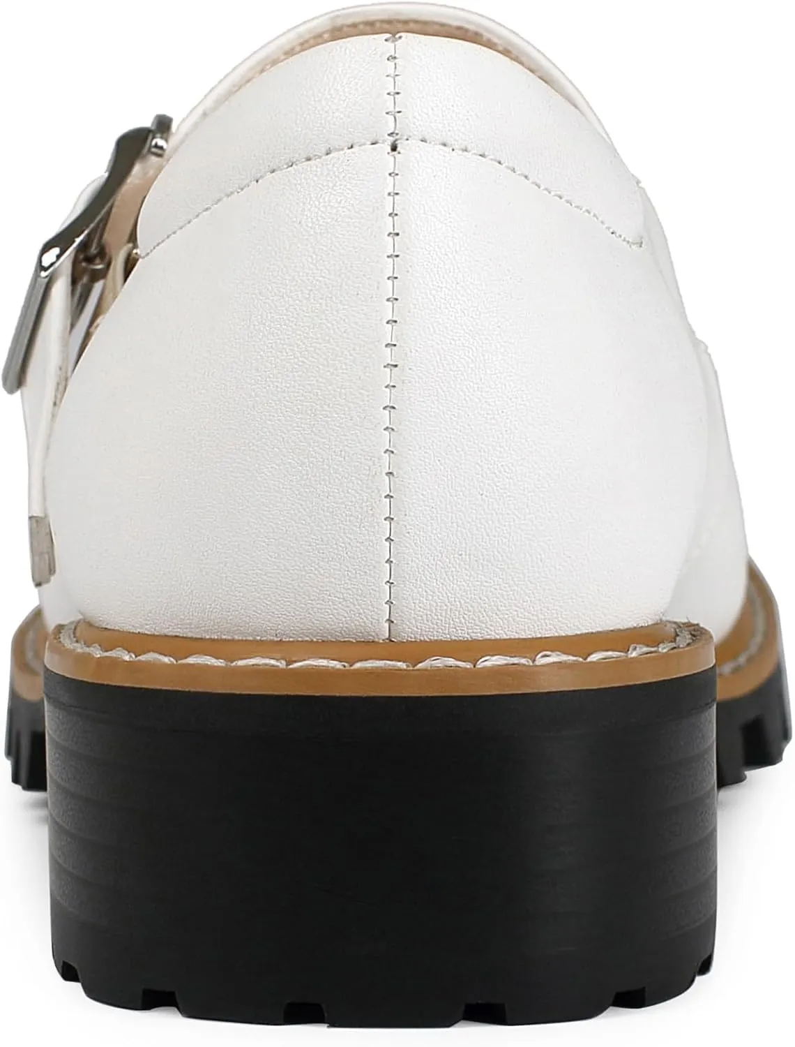 Women's Leather Oxford Mary Janes Shoes Flats Chunky Low Heels Platform Sewing Retro Classics Round Toe Ankle Strap