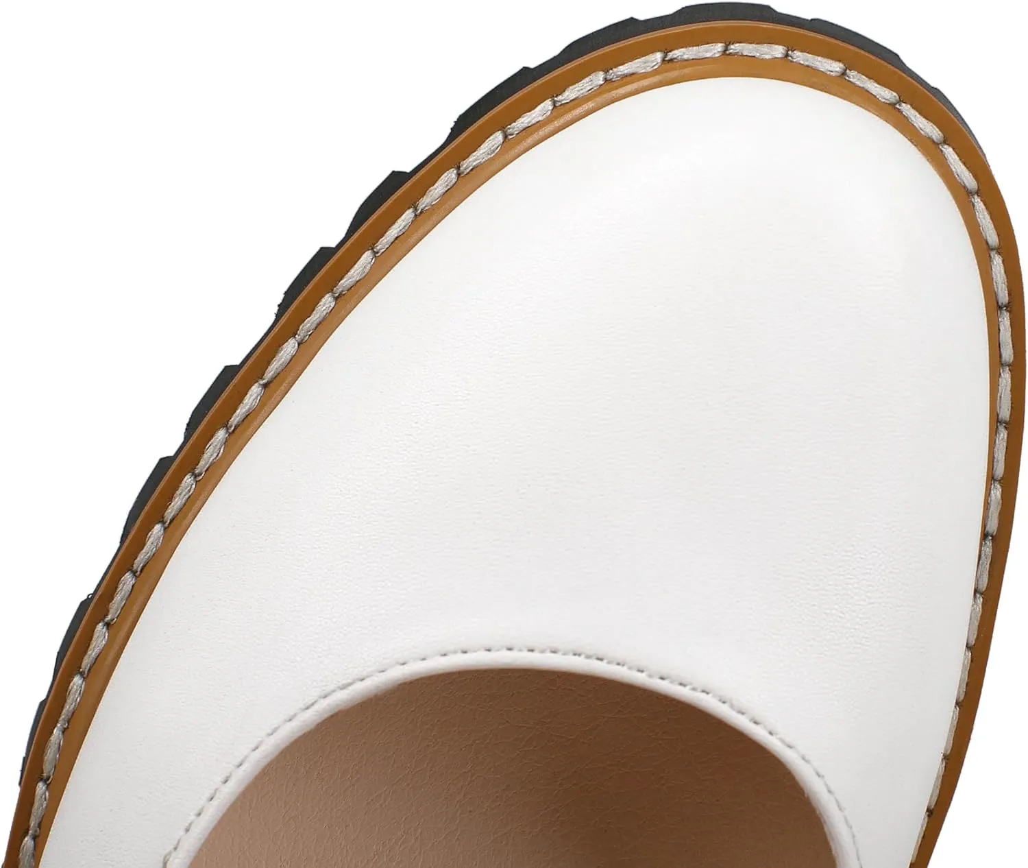 Women's Leather Oxford Mary Janes Shoes Flats Chunky Low Heels Platform Sewing Retro Classics Round Toe Ankle Strap