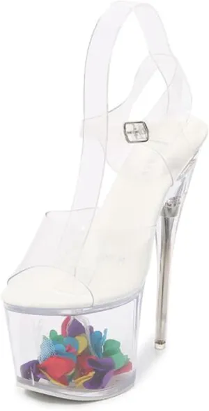 Women's Luminous Sandals Stiletto Clear Platform Crystal Sole High Heels Sexy Nightclub Catwalk Pole Dancing Striptease Sandals Heel 17Cm/6.6 In