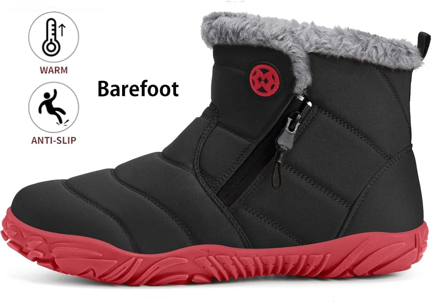 Womens Mens Barefoot Boots Shoes | Winter Snow Boots | Warm Ankle Booties | Zero Drop Sole | Wide Toe Box |