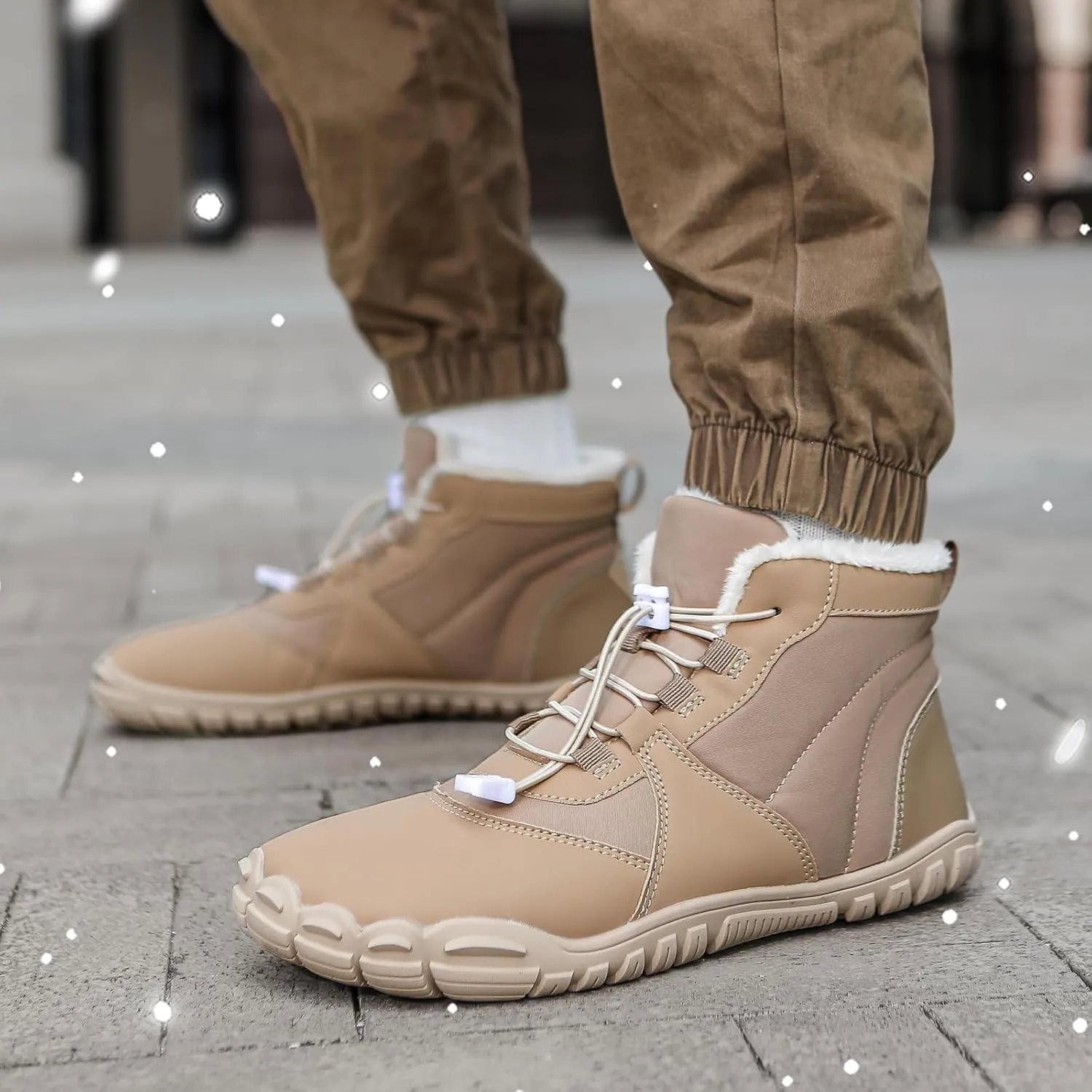 Womens Mens Barefoot Snow Boots, Soft Plush Lined Waterproof Hiking Shoes, Wide Toe Box Ankle Boots, Lightweight Outdoor Walking Anti-slip Winter Warm Sneakers