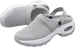 Women's Orthopedic Clogs, with Arch Support Air Cushion， Breathable Mesh Shoes for Plantar Foot Fatigue, Non-Slip Comfort Clogs