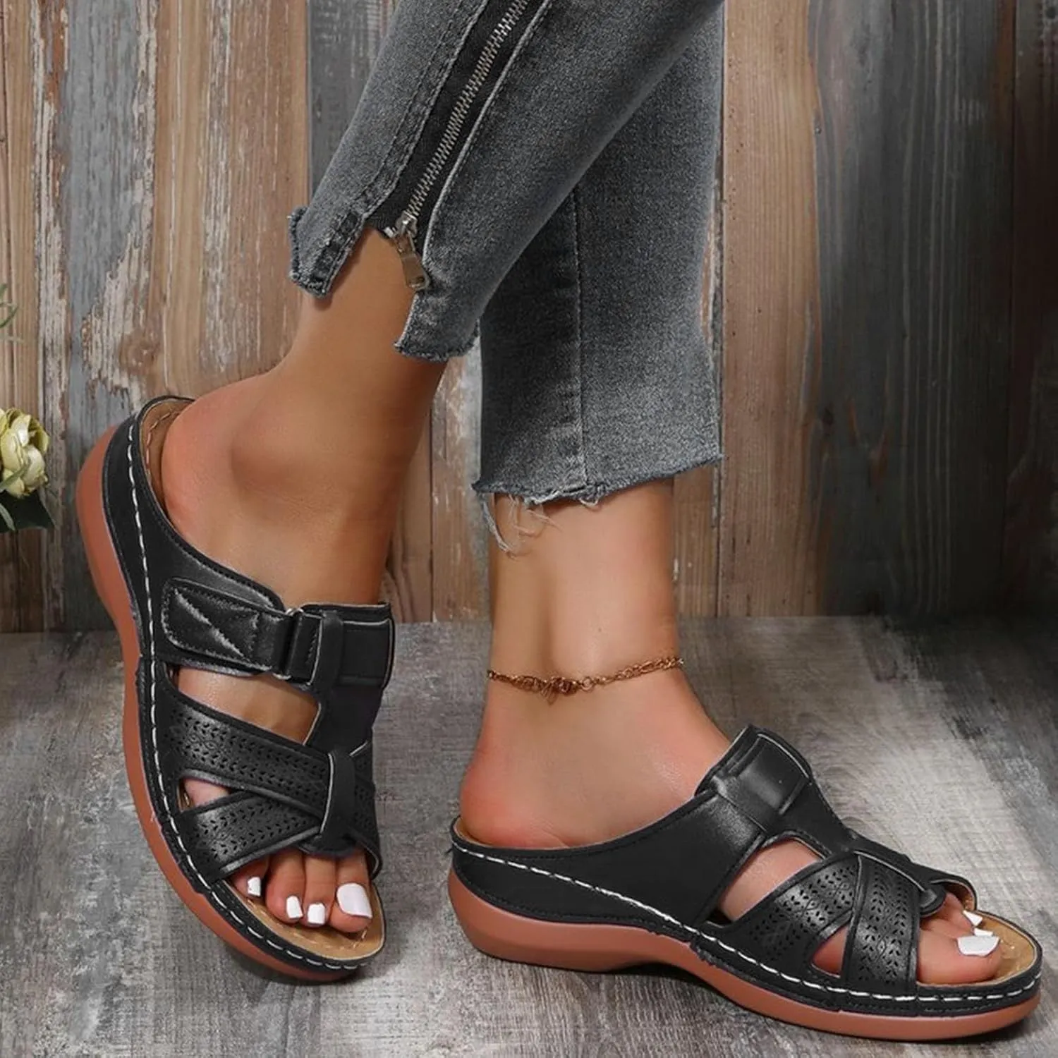 Womens Orthopedic Sandals with Arch Support Flip Flops Arch Support Comfortable Wedge Sandals Walking All Day Lightweight Orthopedic Sandals