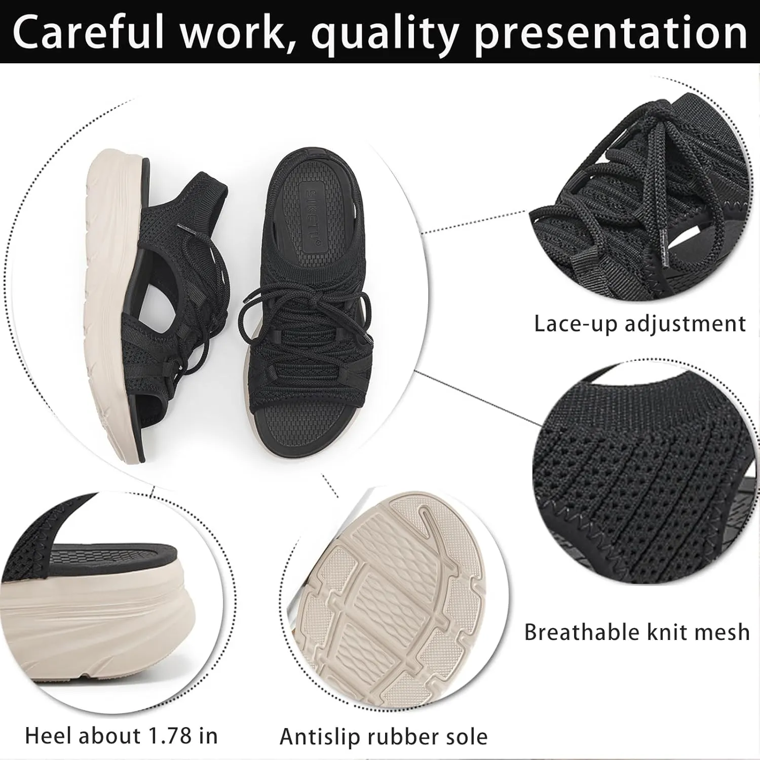 Women's Orthopedic Wedge Walking Sandals Lightweight Anti-Slip Platform Hiking Sandals Comfortable Casual Lace-Up Slingback Sports Sandals for Women Outdoor Everyday Wear