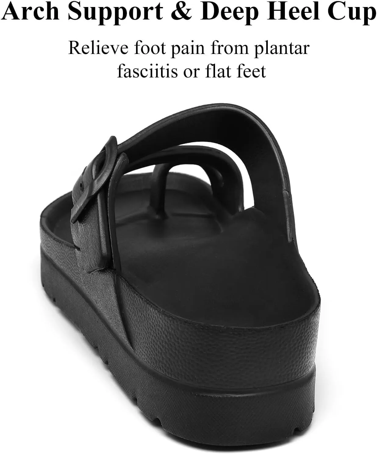 Womens Platform Sandals with Arch Support, Adjustable Buckle Beach Sandal Woman Comfort Lightweight Ultra Cushion EVA Slides
