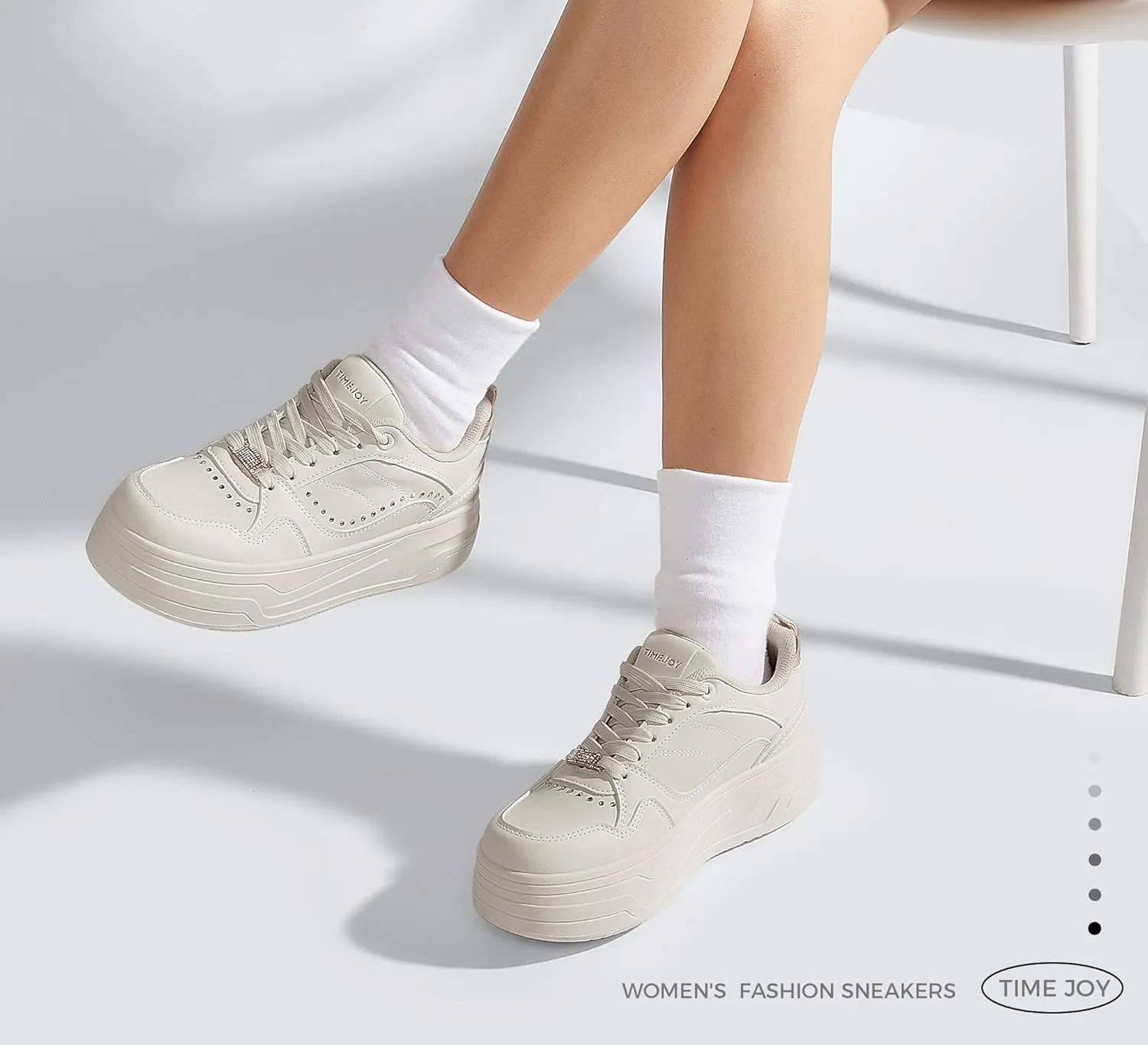 Women's Platform Sneakers Chunky Tennis Shoes with Artificial Leather & Recyclable Material Insole Non-Slip Cushion for Casual, Streetwear & Daily Outfits