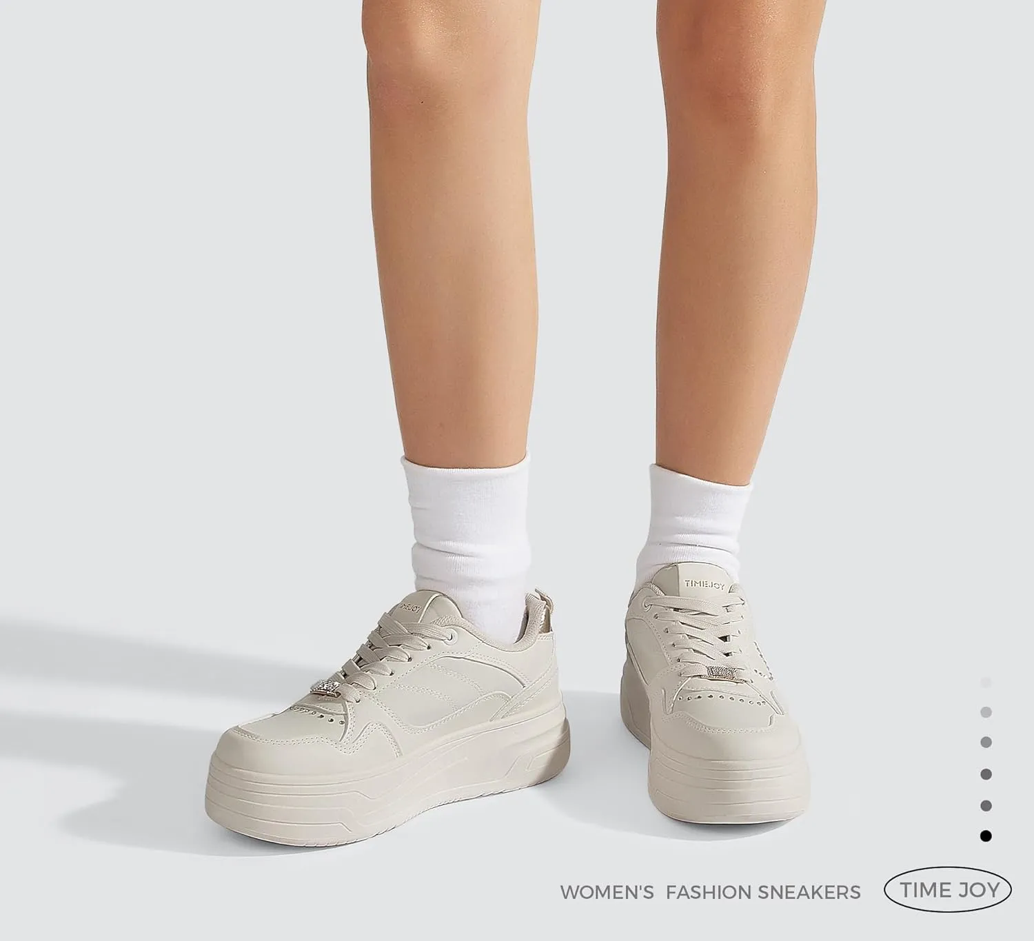 Women's Platform Sneakers Chunky Tennis Shoes with Artificial Leather & Recyclable Material Insole Non-Slip Cushion for Casual, Streetwear & Daily Outfits