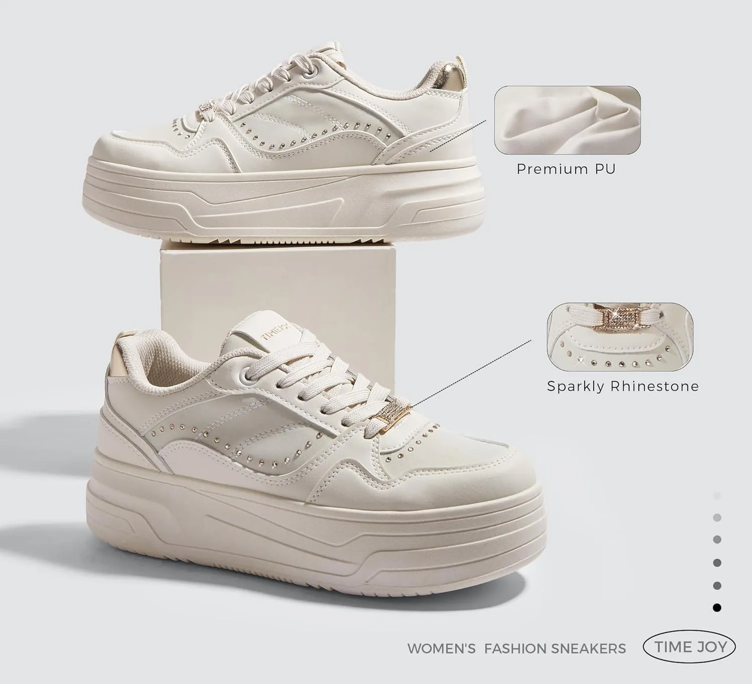 Women's Platform Sneakers Chunky Tennis Shoes with Artificial Leather & Recyclable Material Insole Non-Slip Cushion for Casual, Streetwear & Daily Outfits