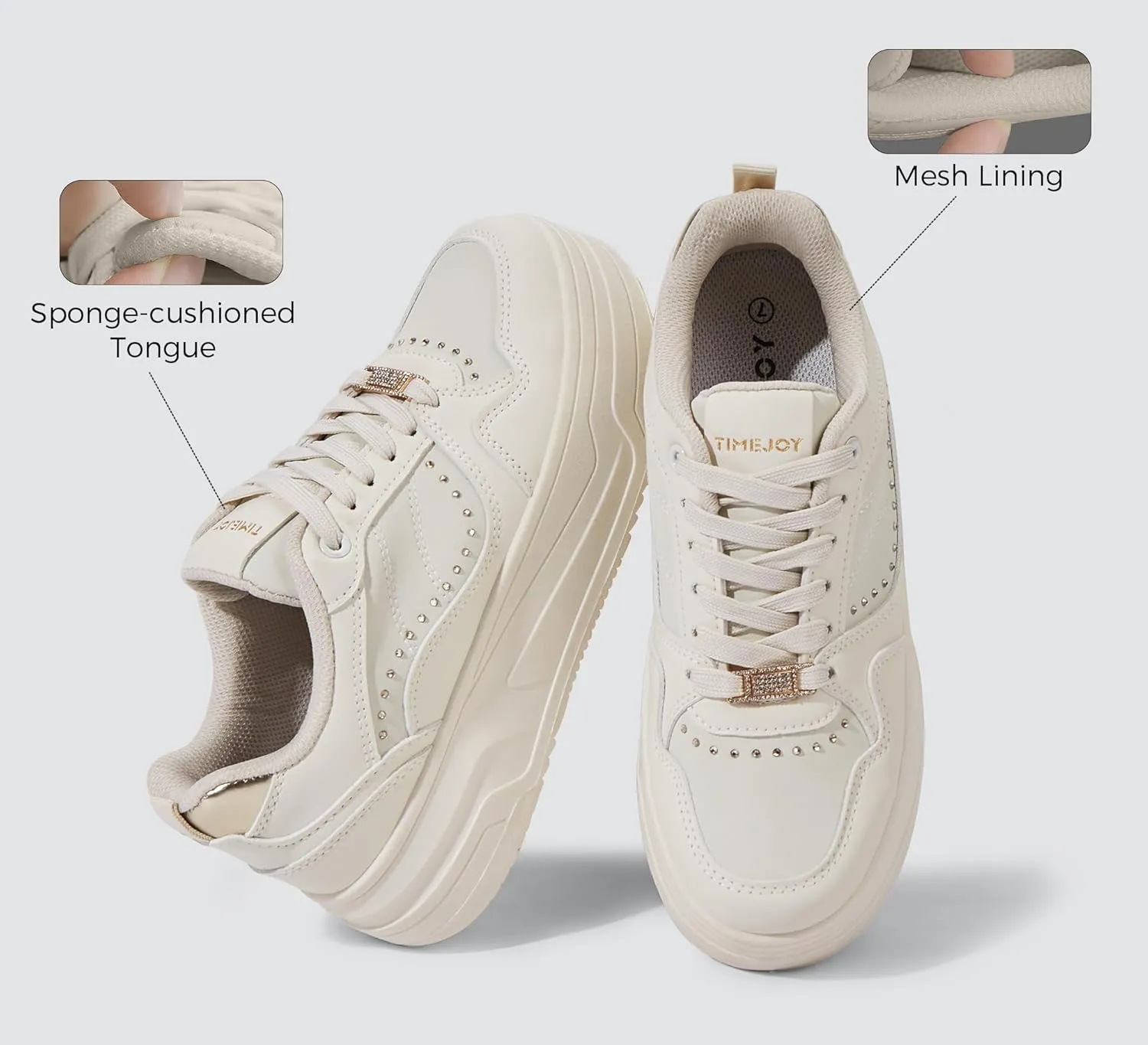 Women's Platform Sneakers Chunky Tennis Shoes with Artificial Leather & Recyclable Material Insole Non-Slip Cushion for Casual, Streetwear & Daily Outfits