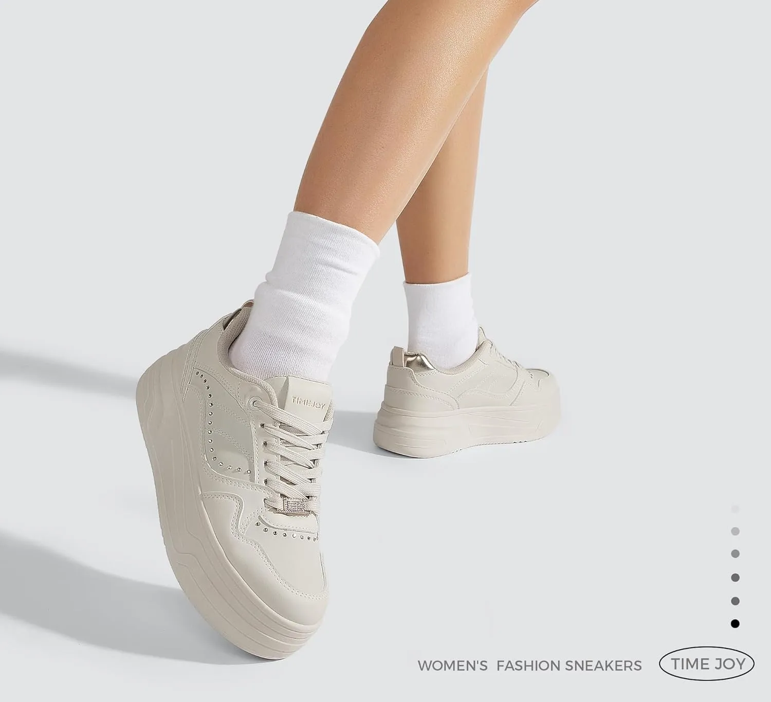 Women's Platform Sneakers Chunky Tennis Shoes with Artificial Leather & Recyclable Material Insole Non-Slip Cushion for Casual, Streetwear & Daily Outfits