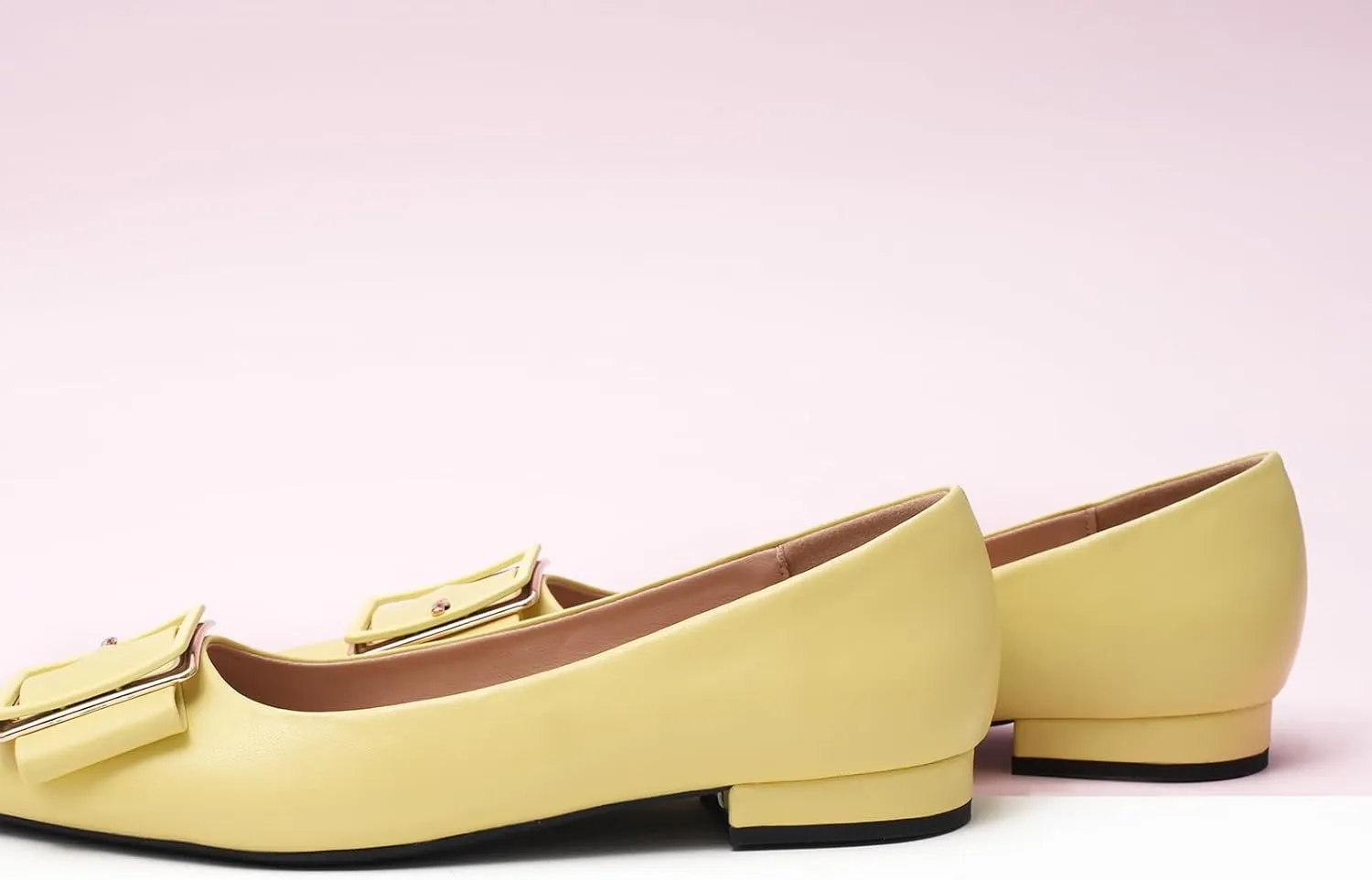 Women's Pointed Toe Square Buckle Flats Elegant Slip-On Ballet Flats Comfortable Dressy Shoes for Work Party Daily Wear