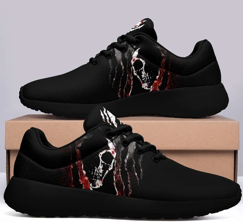 Women's Running Shoes with Unique Skull Rose Print, Non Slip Athletic Gym Training Walking Sneakers for Men