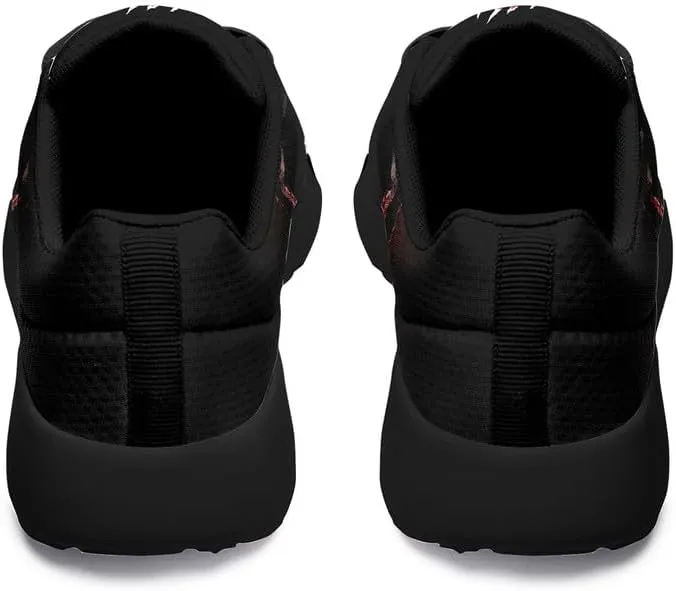 Women's Running Shoes with Unique Skull Rose Print, Non Slip Athletic Gym Training Walking Sneakers for Men