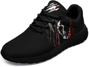 Women's Running Shoes with Unique Skull Rose Print, Non Slip Athletic Gym Training Walking Sneakers for Men