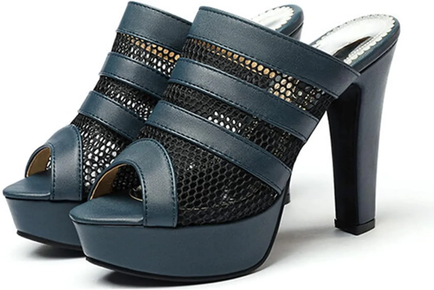 Women's Sandals Block Heel Platform Fish Mouth Open Toe Hollow Mesh Fish Mouth High Heels Fashion Casual Everyday Party Large Size Heel Height 11.5Cm/4.2In Summer Sandals