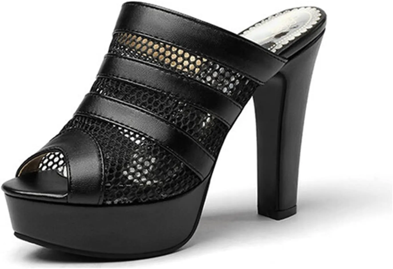 Women's Sandals Block Heel Platform Fish Mouth Open Toe Hollow Mesh Fish Mouth High Heels Fashion Casual Everyday Party Large Size Heel Height 11.5Cm/4.2In Summer Sandals