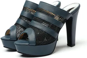 Women's Sandals Block Heel Platform Fish Mouth Open Toe Hollow Mesh Fish Mouth High Heels Fashion Casual Everyday Party Large Size Heel Height 11.5Cm/4.2In Summer Sandals