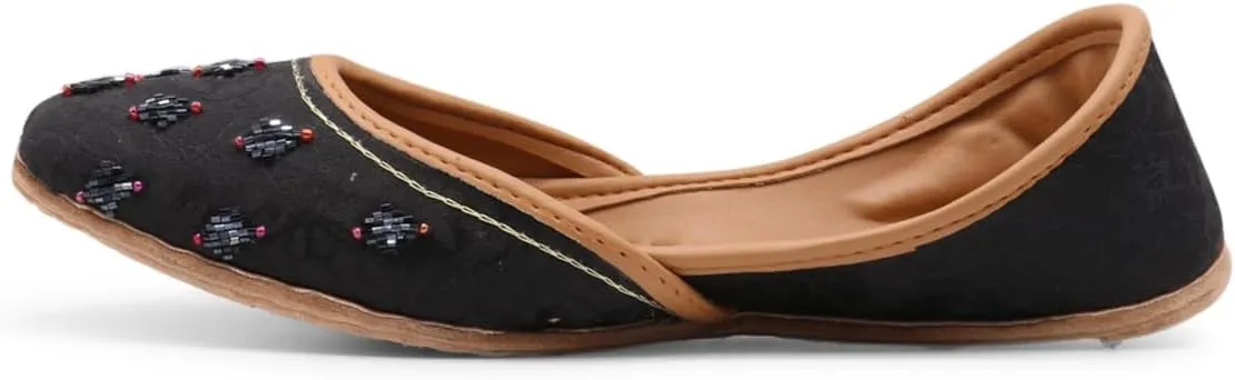 Women's Slip On Traditional Handmade Khussa Bridal Mojari Punjabi Jutti Ethnic Ballet Flats