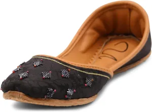 Women's Slip On Traditional Handmade Khussa Bridal Mojari Punjabi Jutti Ethnic Ballet Flats