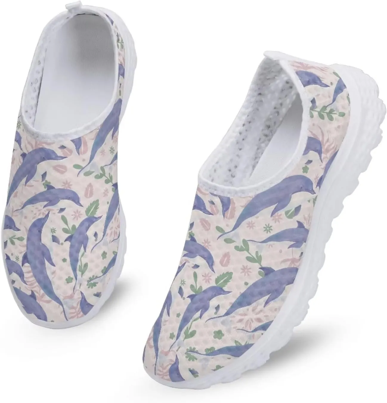 Women's Slip On Walking Running Shoes Ladies Low-top Loafers Lightweight Breathable Mesh Fashion Sneakers US Size 5.5-11.5