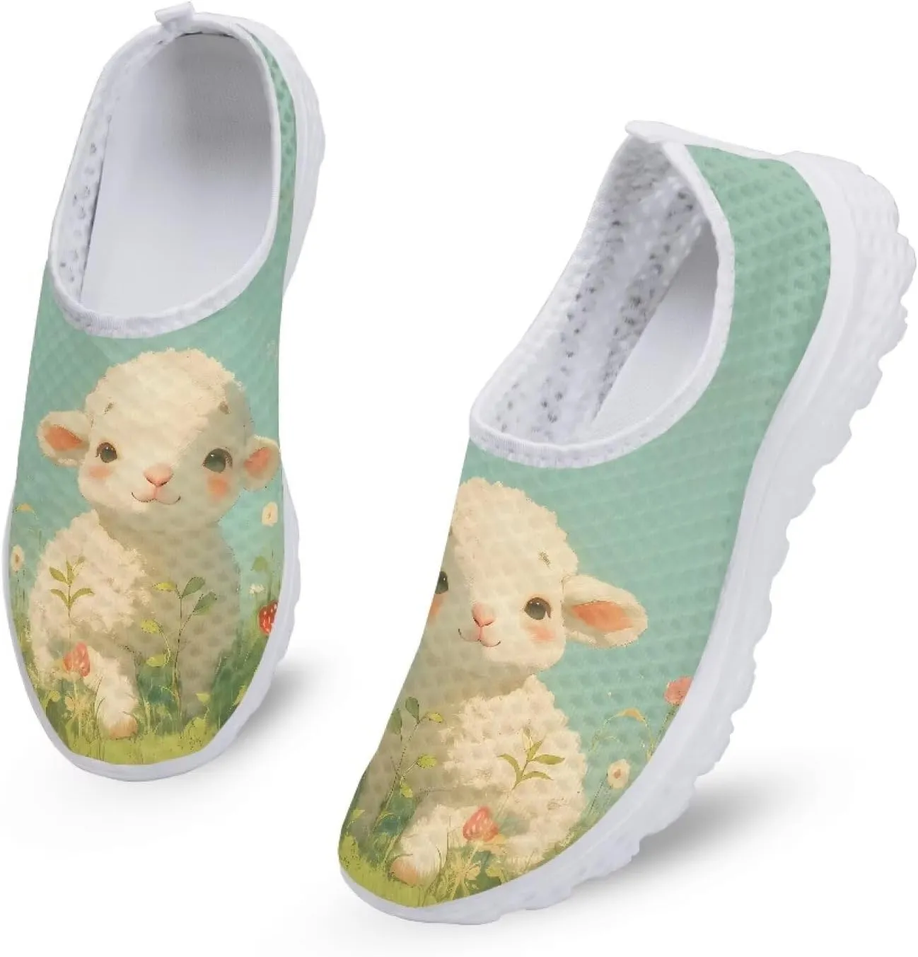 Women's Slip On Walking Running Shoes Ladies Low-top Loafers Lightweight Breathable Mesh Fashion Sneakers US Size 5.5-11.5