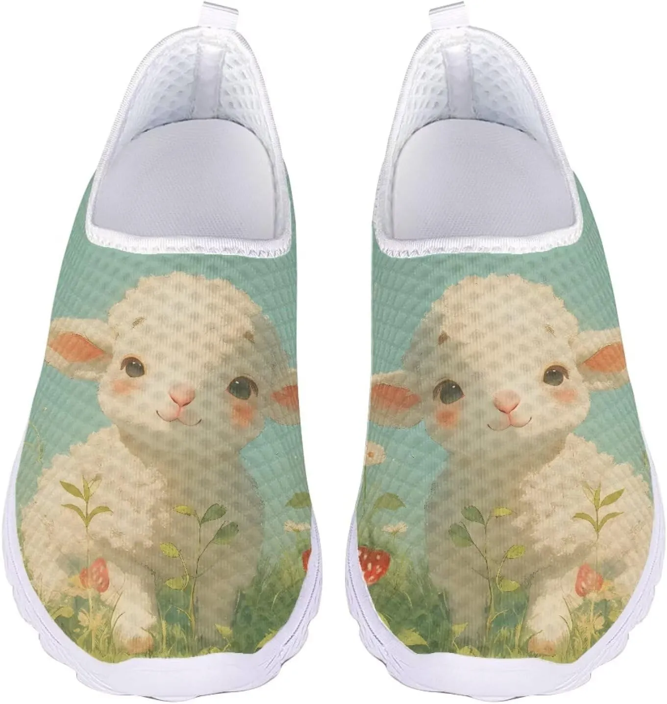Women's Slip On Walking Running Shoes Ladies Low-top Loafers Lightweight Breathable Mesh Fashion Sneakers US Size 5.5-11.5