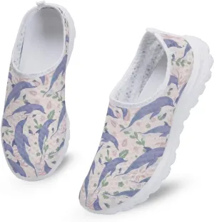 Women's Slip On Walking Running Shoes Ladies Low-top Loafers Lightweight Breathable Mesh Fashion Sneakers US Size 5.5-11.5