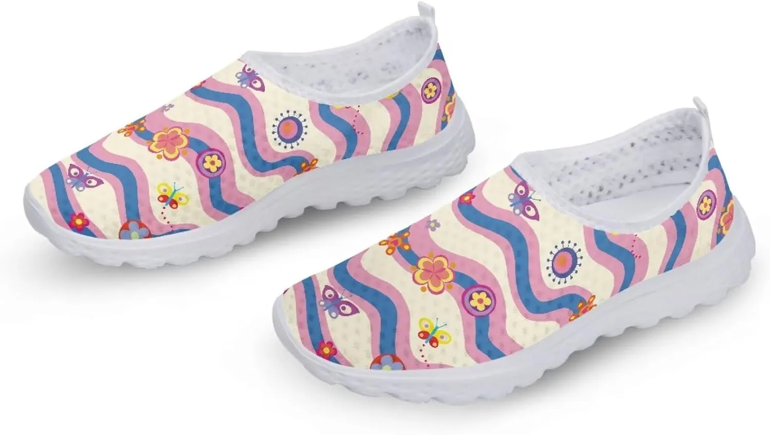 Women's Slip On Walking Running Shoes Ladies Low-top Loafers Lightweight Breathable Mesh Fashion Sneakers US Size 5.5-11.5