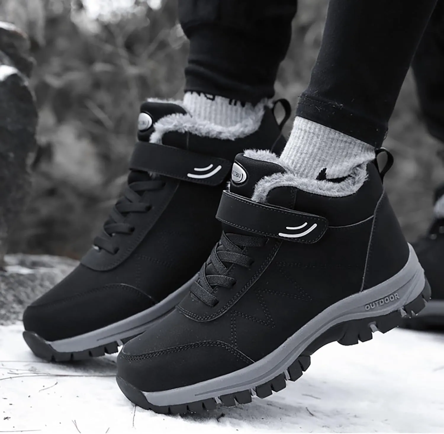 Womens Snow Boots Winter Boots for Women Warm Fur Lined Sneakers Comfortable Ankle Booties Outdoor Hiking Boots for Women Casual Fashion Lace-up Sneaker Non-Slip Shoes with Hook Loop