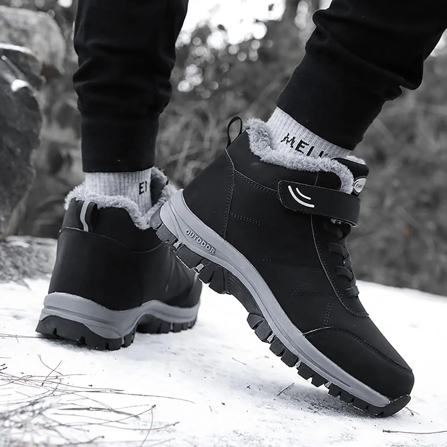 Womens Snow Boots Winter Boots for Women Warm Fur Lined Sneakers Comfortable Ankle Booties Outdoor Hiking Boots for Women Casual Fashion Lace-up Sneaker Non-Slip Shoes with Hook Loop