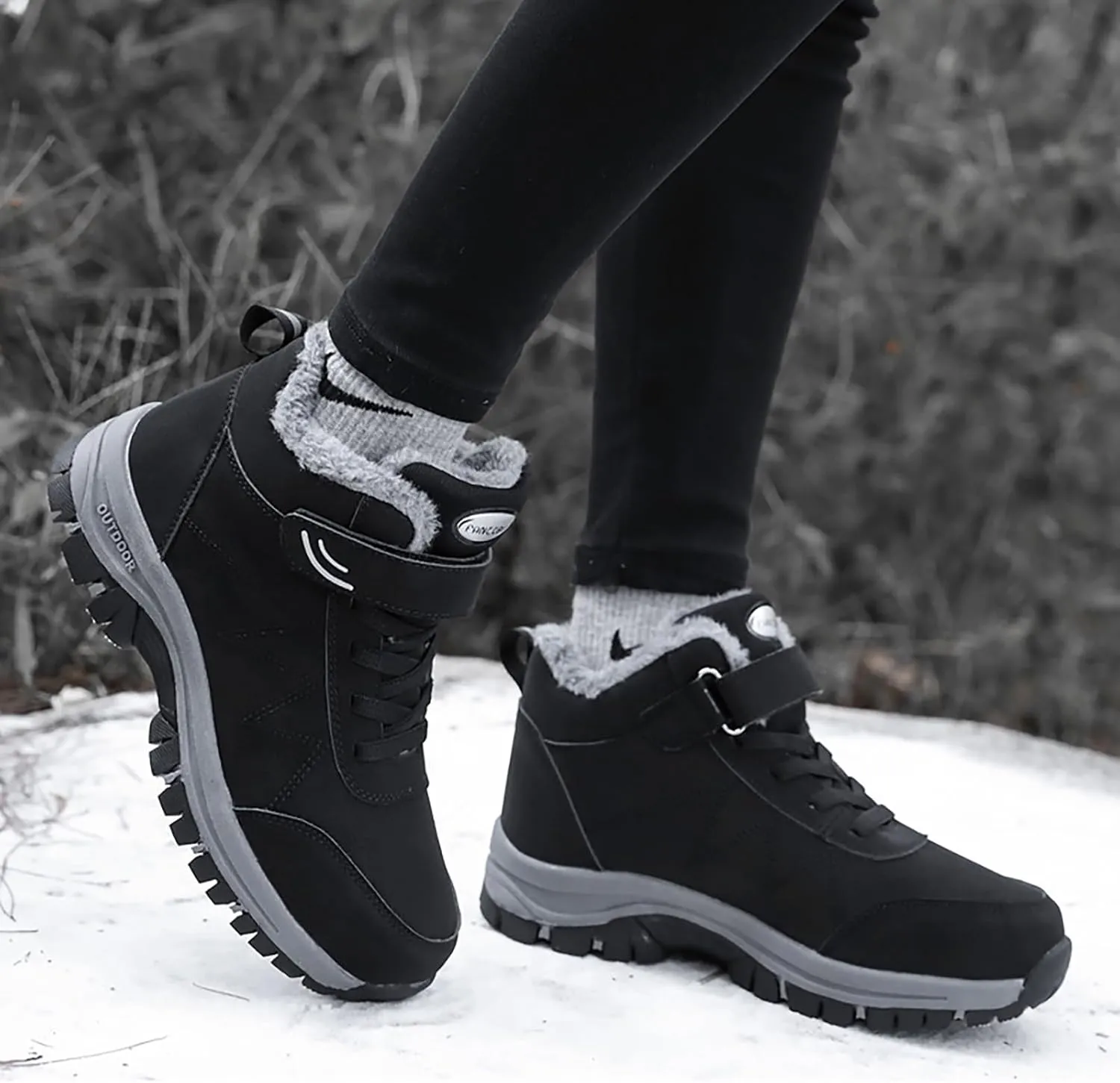 Womens Snow Boots Winter Boots for Women Warm Fur Lined Sneakers Comfortable Ankle Booties Outdoor Hiking Boots for Women Casual Fashion Lace-up Sneaker Non-Slip Shoes with Hook Loop
