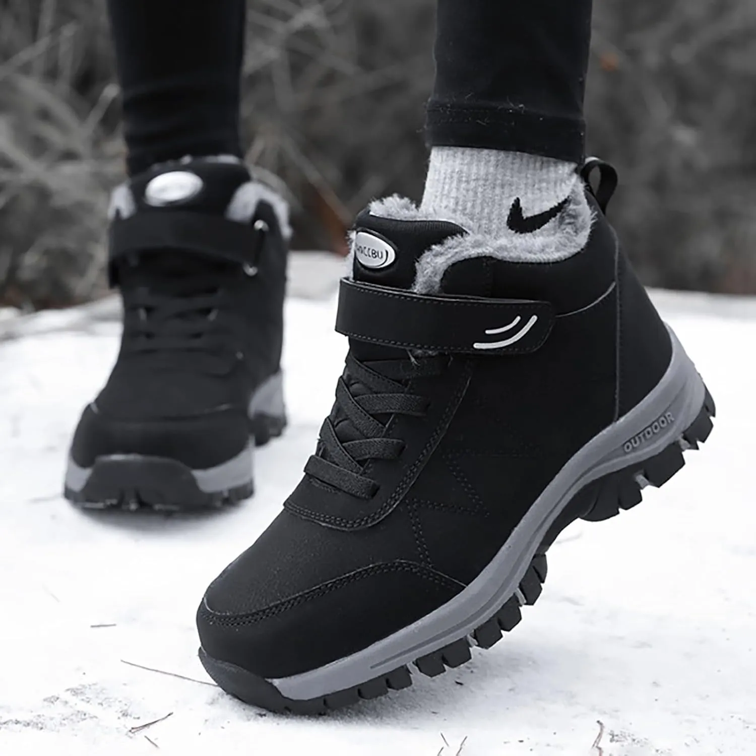 Womens Snow Boots Winter Boots for Women Warm Fur Lined Sneakers Comfortable Ankle Booties Outdoor Hiking Boots for Women Casual Fashion Lace-up Sneaker Non-Slip Shoes with Hook Loop