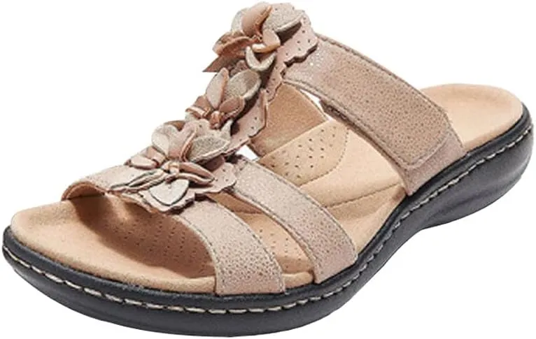 Womens Summer Fashion Sandals, Open Toe Retro Fashion Ladies Shoes Beach Shoes,Orthopedic Casual Slip On Flip Flops Lightweight Flat Shoes