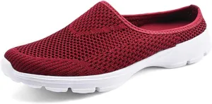 Womens Walking Mules Breathable Mesh Slip On Open Back Sneakers Arch Support Lightweight Comfortable Shoes Sandals for Summer