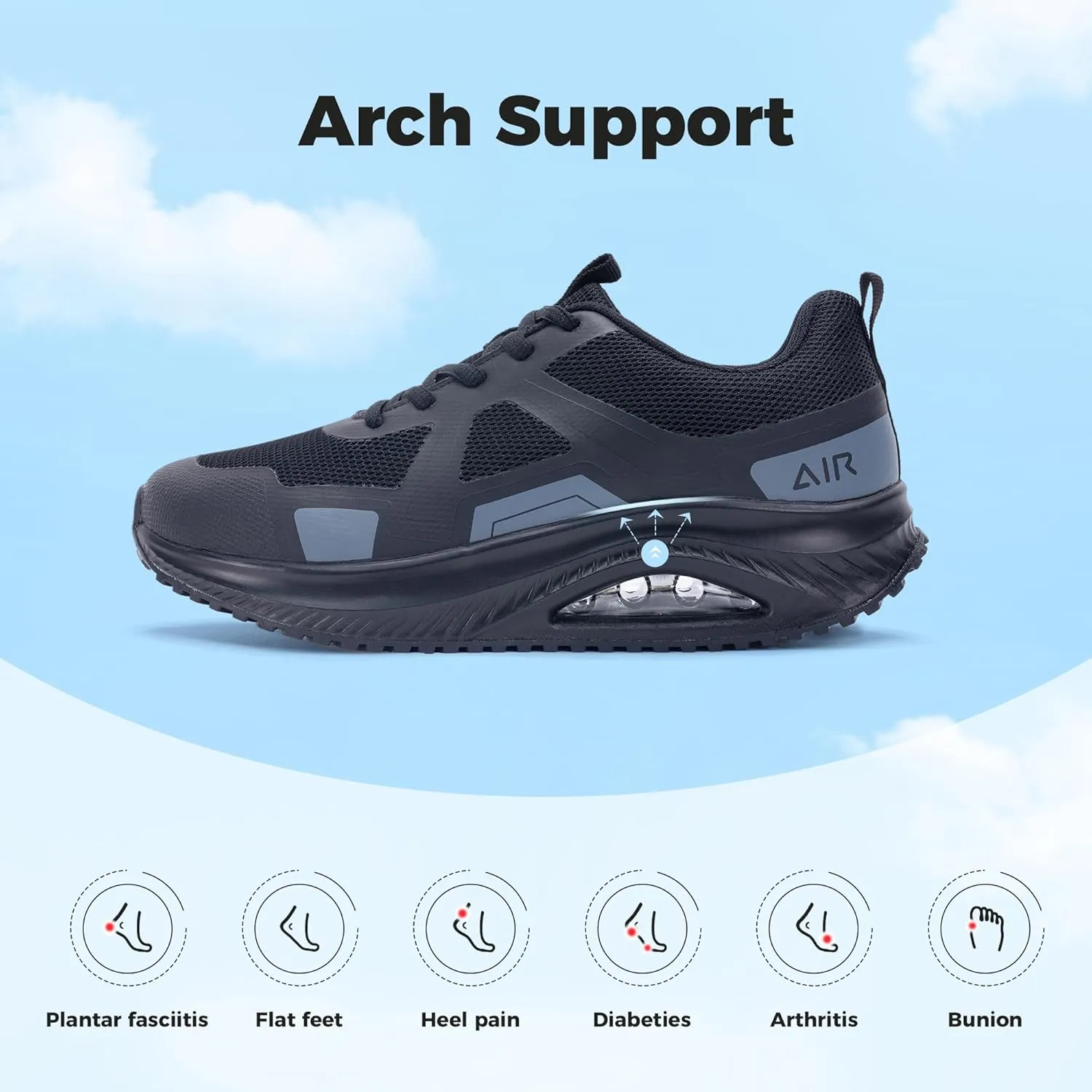 Womens Walking Shoes Orthotic Plantar Fasciitis Tennis Fashion Sneakers with Arch Support for Pain Relief All Day Standing US 6-11