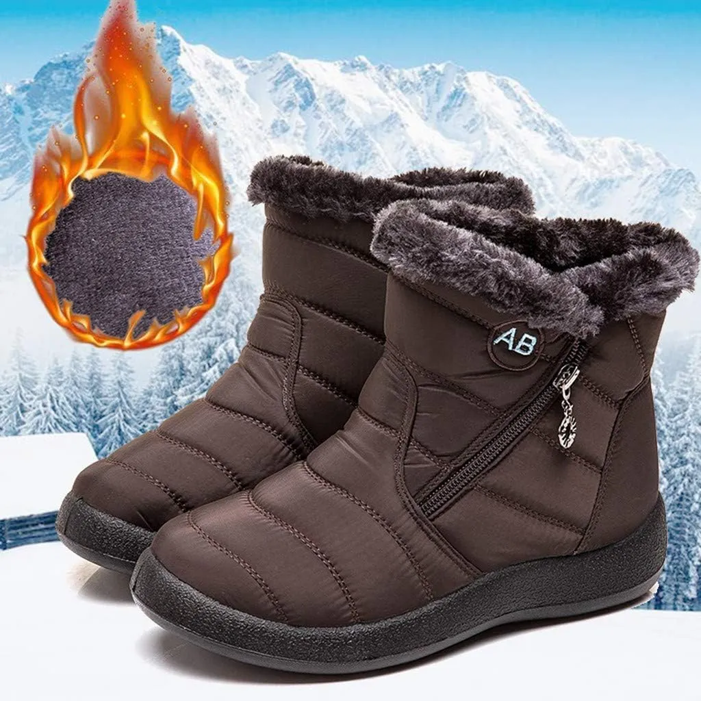 Womens Warm Boots Fur Lined Winter Snow Boots Waterproof Ankle Boots Outdoor Booties Comfortable Shoes for Women
