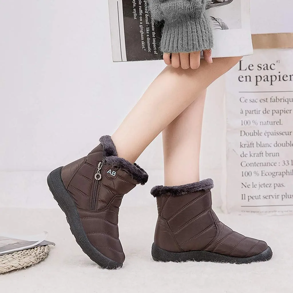 Womens Warm Boots Fur Lined Winter Snow Boots Waterproof Ankle Boots Outdoor Booties Comfortable Shoes for Women