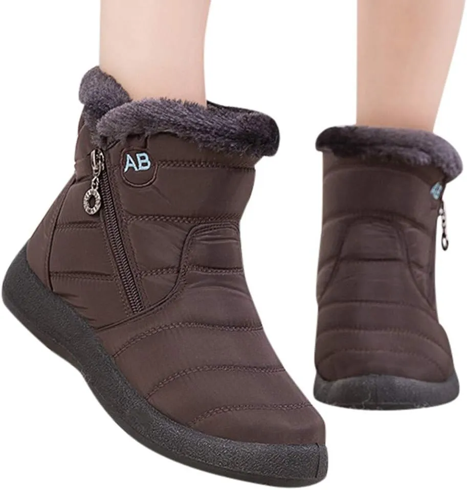 Womens Warm Boots Fur Lined Winter Snow Boots Waterproof Ankle Boots Outdoor Booties Comfortable Shoes for Women