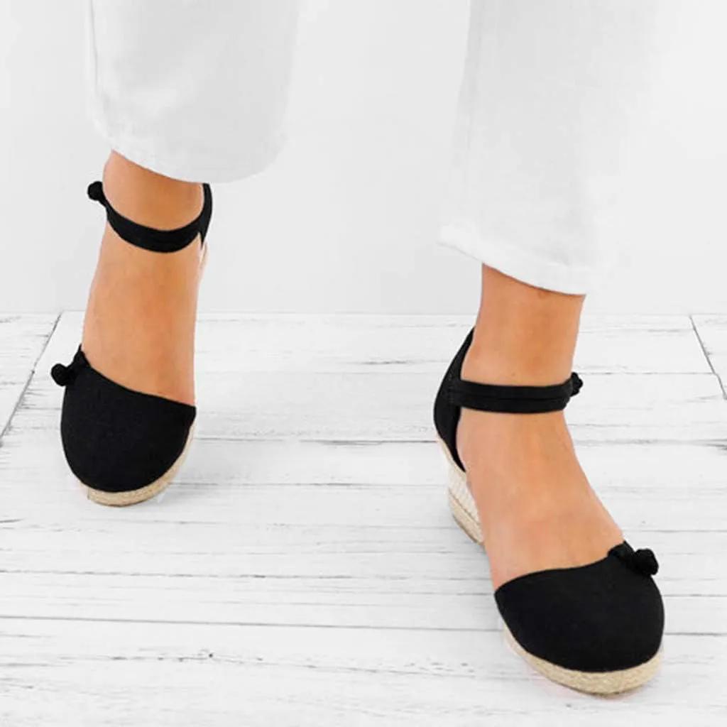 Womens Wedge Platform Espadrille Ankle Strap Clip Toe Summer Casual Sandals Boho Beach Shoes Flip Flops
