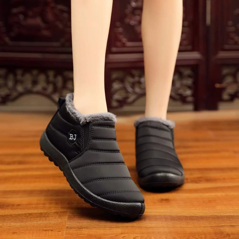 Women's Winter Snow Ankle Boots Fur Lined Waterproof Outdoor Slip On Booties Sneakers Anti-Slip Lightweight Ankle Bootie
